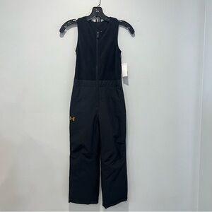 Under Armour Kids Black Zip Up Sleeveless Snowsuit with Gold Logo Size 7 Reemoly